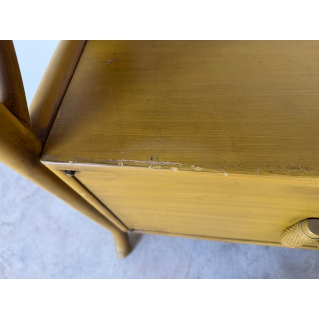 Vintage Mustard Yellow Bent Rattan Bookcase Cabinet For Sale - Image 10 of 12
