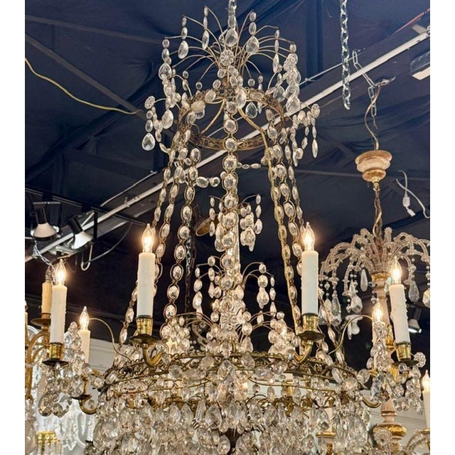 Transparent Late 19th C. Swedish Crystal and Gilt Brass Chandelier For Sale - Image 8 of 8