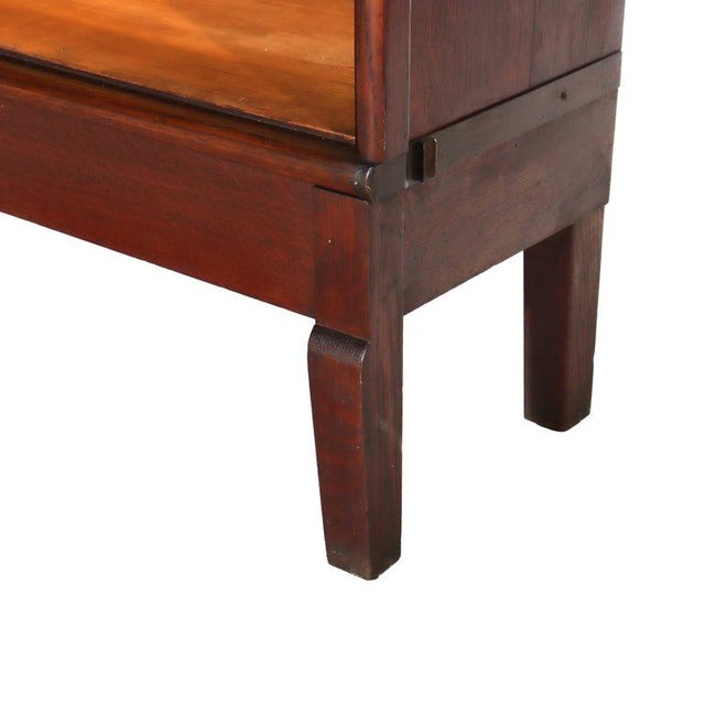Arts & Crafts Oak 4-Stack Barrister Bookcase With Raised Panel Sides & Step Back Top C1920 Measures - 58.75"H x 36.25"W x...