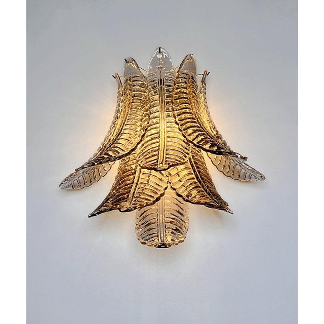 Mid-Century Modern Vintage Smoked Murano Glass 6-Tier Felci Wall Sconce, 1990s, Set of 2 For Sale - Image 3 of 18