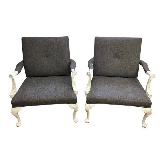 Large Georgian Style Library Armchairs a Pair For Sale