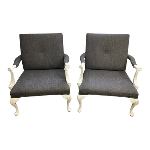 Large Georgian Style Library Armchairs a Pair
