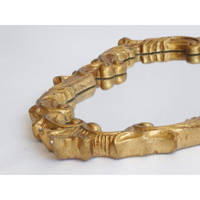 Wood Small Baroque Style Gilded Wall Mirror, 1960s For Sale - Image 7 of 9