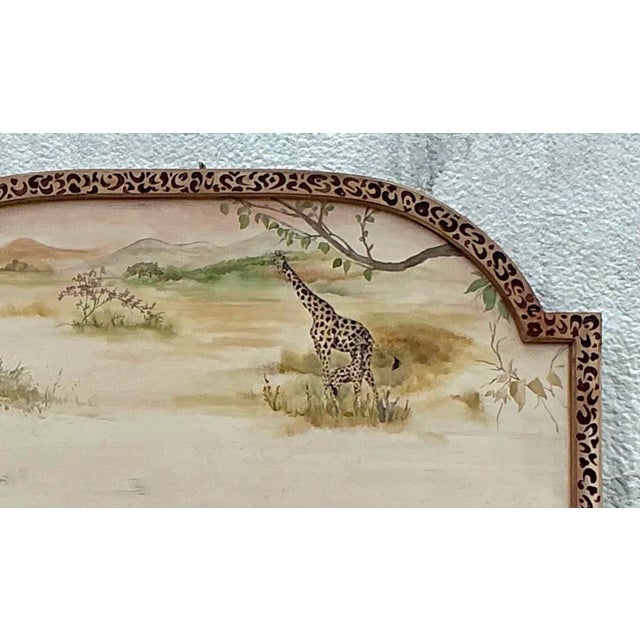 Late 20th Century Late 20th Century Vintage Boho Hand Painted Safari Full Headboard For Sale - Image 5 of 6