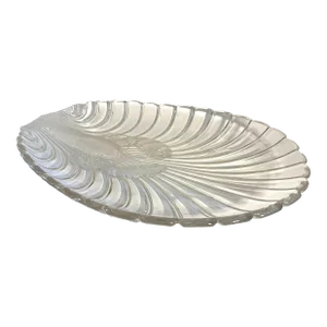 Late 20th Century Mikasa Large Clear Glass Lobster & Sea Shell Themed Serving Platter