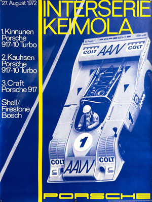 Interserie Keimola Original Porsche Poster by Erich Strenger, 1972