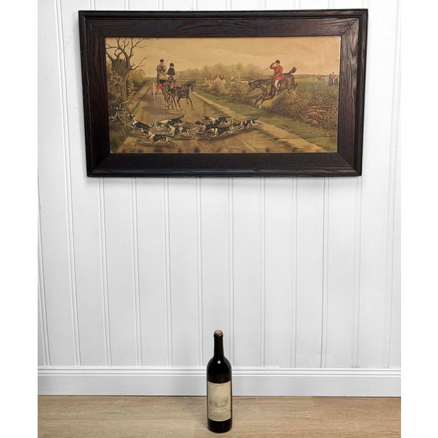 English Antique English Foxhunt Equestrian Framed Lithograph by F. Cecil Boult For Sale - Image 3 of 11