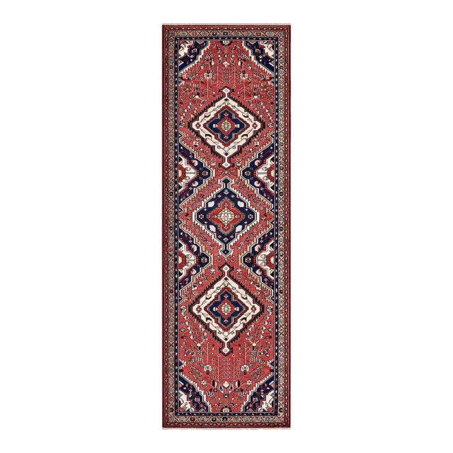 Antique Persian Hamedan Hand-Knotted Runner 3'3" X 10'11" For Sale