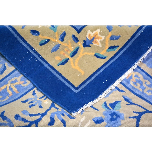 Vintage Chinese Art Deco Hand Knotted Wool Rug, 9'7'' X 12'10'' For Sale - Image 4 of 6