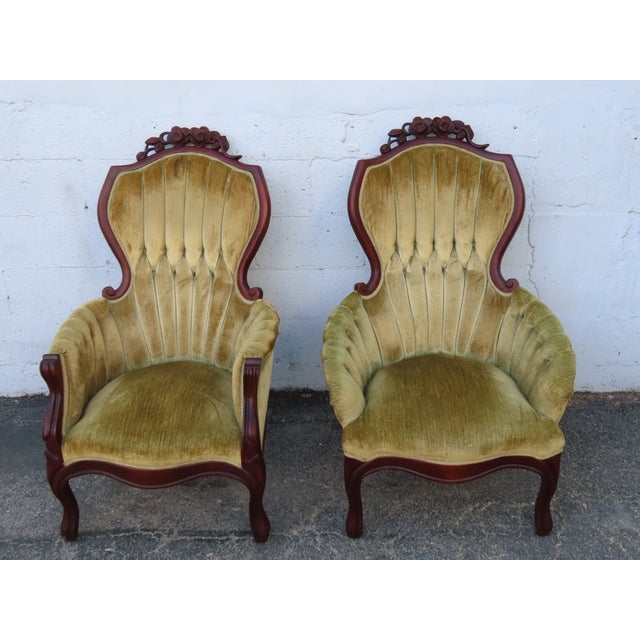 Victorian Style Carved Side Chairs a Pair 6361 For Sale - Image 13 of 14