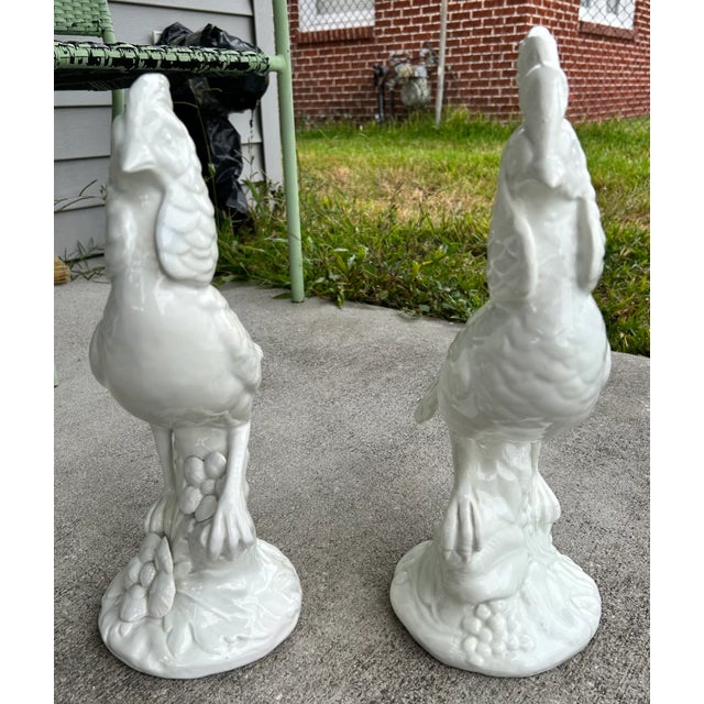 Vintage Circa 1960 Italian Mid Century Modern White Ceramic Pheasant Sculptures - A Pair For Sale - Image 4 of 11