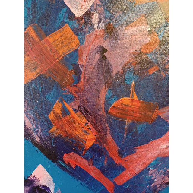 Abstract Vintage Framed Mixed Media Painting of Heart on Canvas Signed For Sale - Image 3 of 5