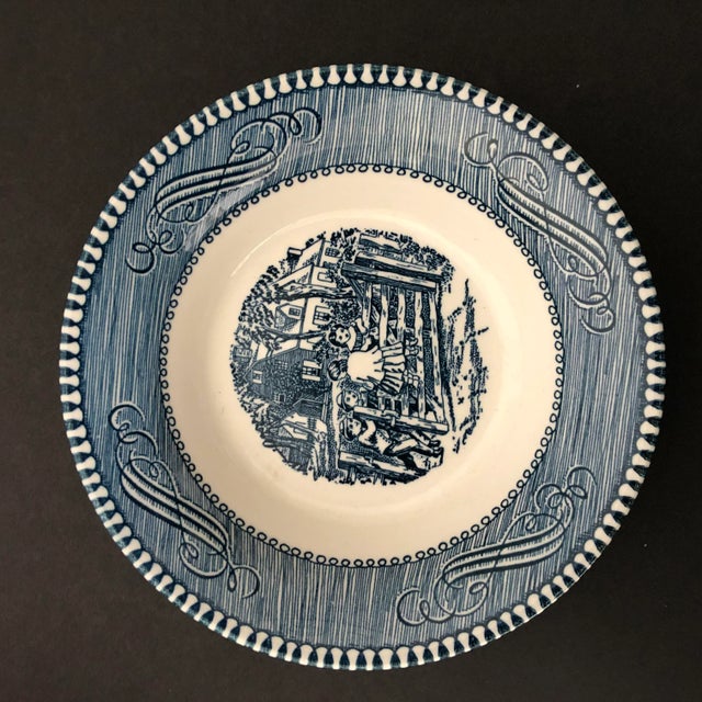 Currier & Ives Scene Dessert Bowls (11) Blue/White For Sale In New York - Image 6 of 7