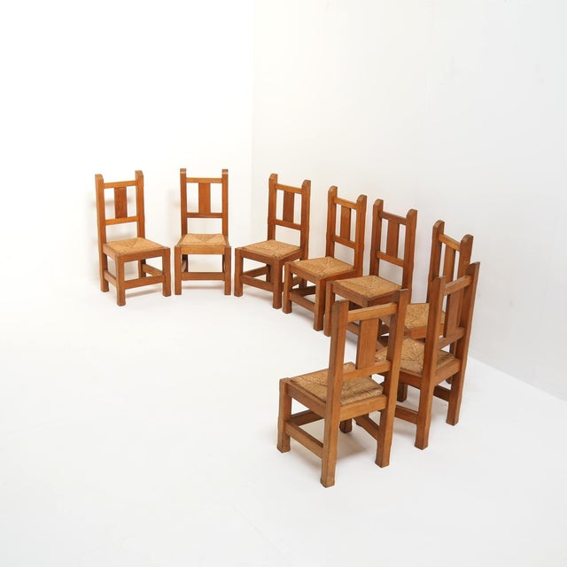 Handmade Oak Chairs, 1970s, Set of 8 For Sale - Image 16 of 16
