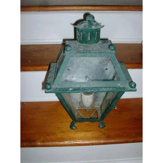 18th Century Early 20th Century Art Deco Paint Decorated Iron Wall Sconce Lantern For Sale - Image 5 of 9