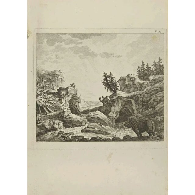 Landscape is an etching realized by Pierre Quentin Chedel in 1755. Good conditions. Signed on Plate. The artwork is...