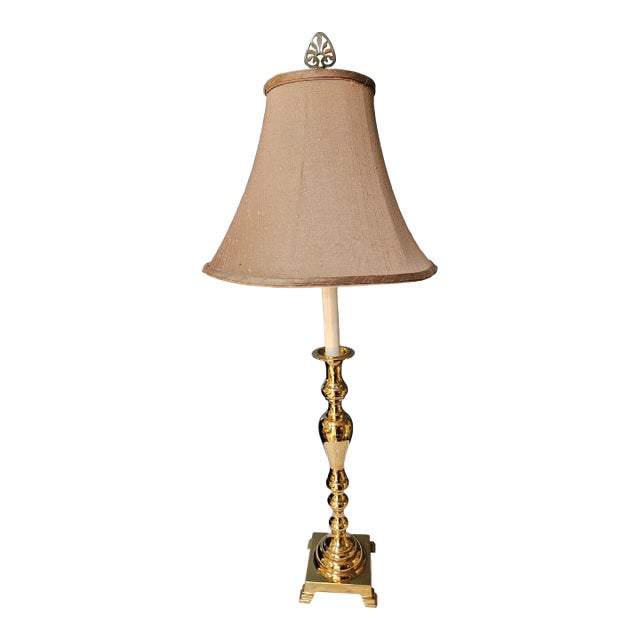 Vintage Brass Candlestick Lamp For Sale