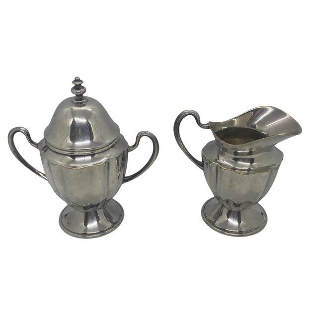 Mid-Century Modern Mid 20th Century Vintage Gorham Silverplate Hollowware Newport Yb199 Creamer & Sugar Set- 2 Pieces For Sale - Image 3 of 12