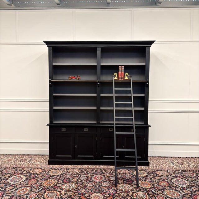 About this Large Classic English Black Bookcase Classic and Elegant | Bookcases and cabinets in all shapes and sizes! This...