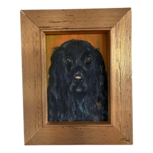 Vintage Original Dog Portrait Oil Painting, Signed Animal Art