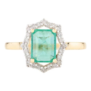 1.07 Ct Princess Cut Emerald Halo Diamond Wedding Ring Size 5 For Sale