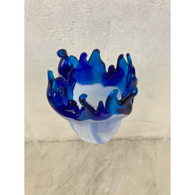 2010s Flame Design Hand Blown Art Glass Bowl For Sale - Image 5 of 7