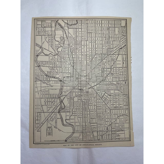 Antique 1920s Indianapolis Indiana City Map For Sale - Image 4 of 4