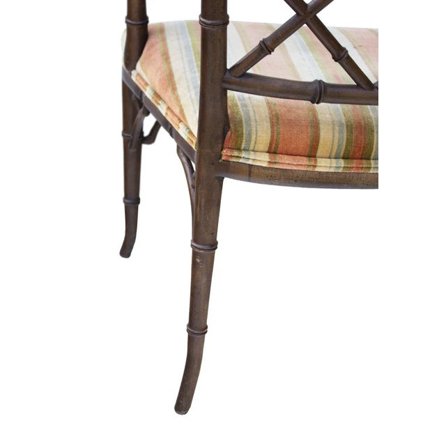 Brown Faux Bamboo Hollywood Regency Armchairs, Pair For Sale - Image 8 of 12