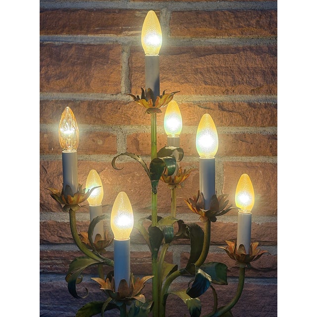 Vintage Italian Florentine Metal Table Lamp, 1960s For Sale - Image 9 of 12