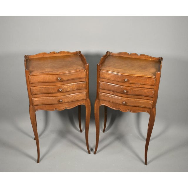 Vintage French Oak Bedside Tables, 1950s, Set of 2 For Sale - Image 4 of 16