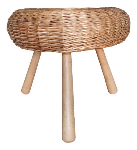 Vintage Wicker Tony Paul Wicker Stool Swedish Wicker Tripod Stool