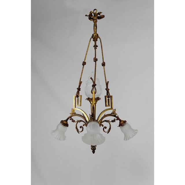 Louis XVI Neoclassical Style Hanging Light in Gilded Bronze, 1890s For Sale - Image 16 of 16