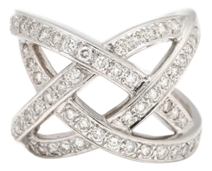 0.60ctw Diamond X Twisted Statement Ring, 18k White Gold, Ring Size 6.75