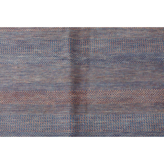 Fine Contemporary Rug 9’1” X 12’5” Blue Pink Wool Hand-Knotted Carpet For Sale In Philadelphia - Image 6 of 14