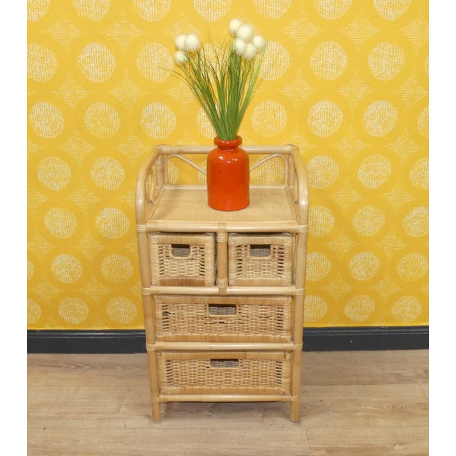 Boho Chic Vintage Bamboo and Rattan Chest of Drawers For Sale - Image 3 of 11