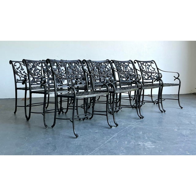Vintage Black Wrought Iron Dining Chairs - Set of 12 For Sale - Image 9 of 12