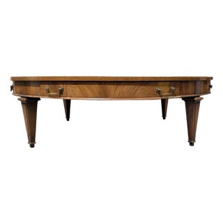 Circa 1957 Heritage Round Mahogany Coffee Table With Drawer For Sale