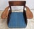 Wood Arts and Crafts Adirondack Mission Oak & Blue Upholstered Lounge Chair, Circa 1920s For Sale - Image 7 of 7