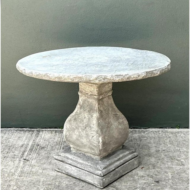 Off-white Vintage Cement Pedestal Table For Sale - Image 8 of 12