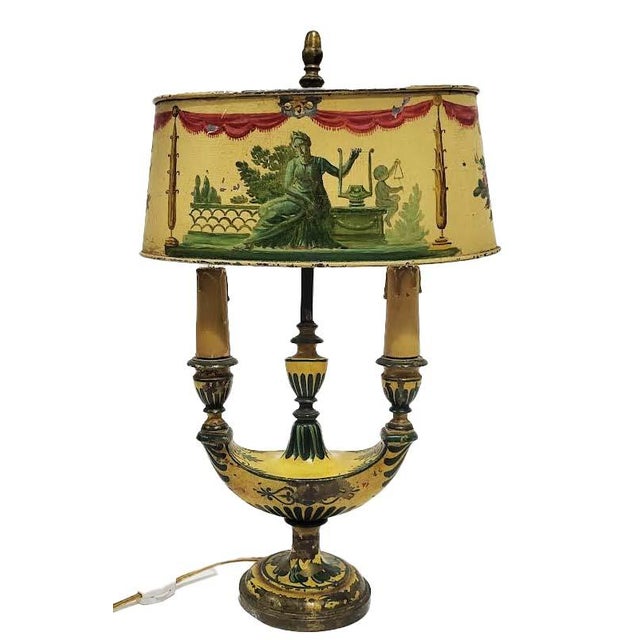 French 19th Century French Bouillotte Painted Tôle Lamp For Sale - Image 3 of 11