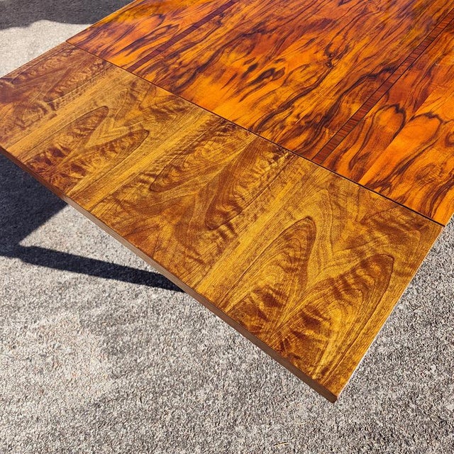 Mid-Century Modern Flamed Wood Veneer Dining Table with Brass Feet, 1960s For Sale - Image 12 of 18