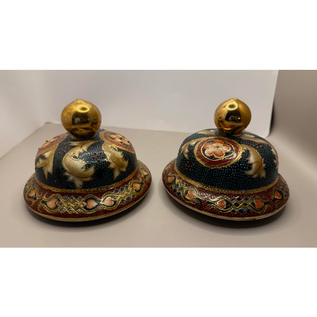 Late 20th Century Satsuma Temple Jars - A Pair For Sale - Image 5 of 11