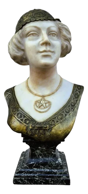 Charny, Bust of Oriental Woman in Marble, 1800s, Bronze & Marble