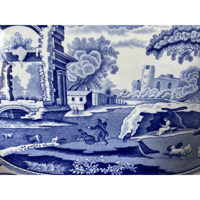Mid-Century Modern Vintage MCM Spode Blue Italian 14.25" Oval Serving Platter For Sale - Image 3 of 4