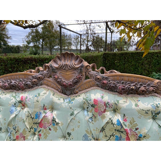2020s Louis XVI Style Sofa in Green For Sale - Image 5 of 13