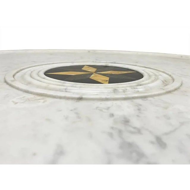 French Charles X Mahogany Table with White Marble Top, 1840s For Sale - Image 6 of 12