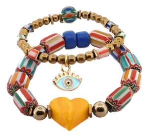 Evil Eye Blessings & Beaded Love Bracelet Set