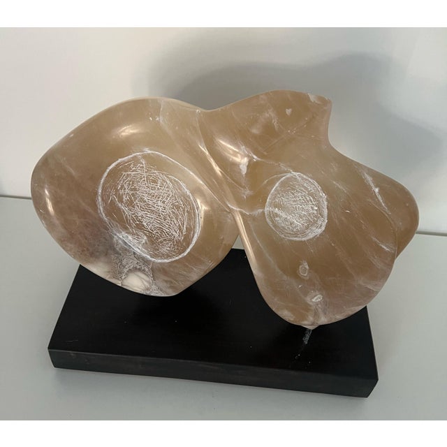 Abstract Alabaster Sculpture on Ebony Wood Base by Artist Scott Donadio For Sale - Image 4 of 4