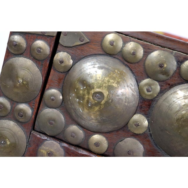 Vintage Wood Side Table with Brass Details, 1930s For Sale - Image 14 of 15