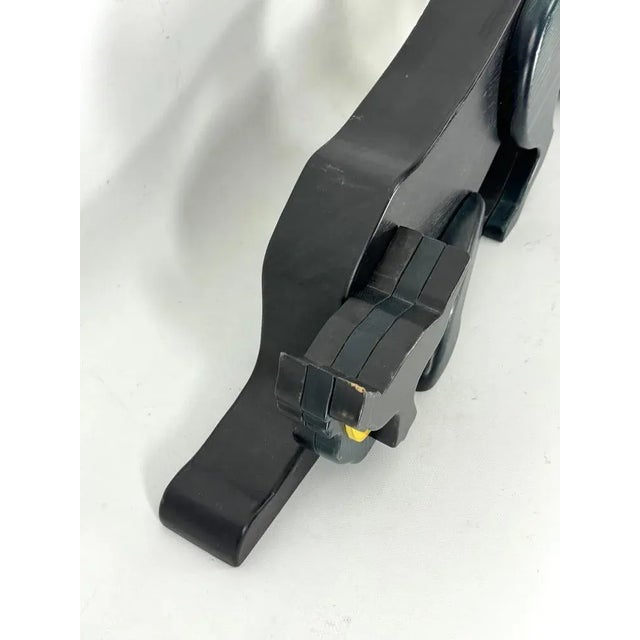 Black Vintage Italian Black Panther Sculpture in Thick Wood, Italy, 1980s For Sale - Image 8 of 13